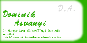 dominik asvanyi business card